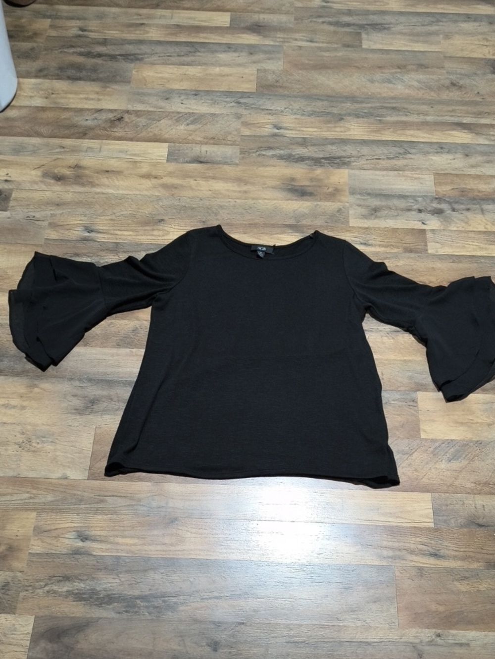 AGB Black Layered Bell-Sleeve Blouse